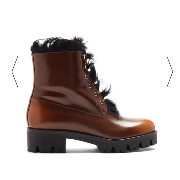 Prada Shearling-lined leather ankle boots - Picture 1 of 14